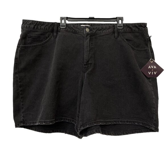 Ava & Viv Women's Plus Size 24 Black Denim 6" High Rise Shorts NWT - Picture 1 of 13